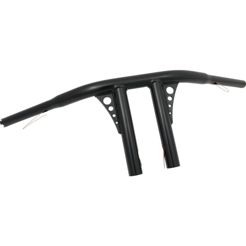 Santee 8 Straight-Up T-Bar Handlebar Non-Dimpled 4-Hole Black Powder Coated 1 1/4" Throttle By Wire