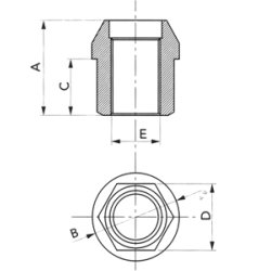 Hjulmtrik i aluminium, M14x1,5, L= 27