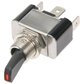 Metal vippekontakt med Rd LED, 30A/12V