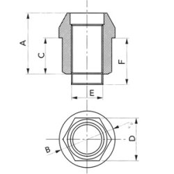 Hjulmtrik i stl, kobberbelagt, M12x1,5, L= 28