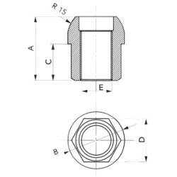 Hjulmtrik i stl, kobberbelagt, M12x1,5, L= 27