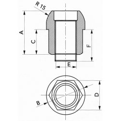 Hjulmtrik i stl, kobberbelagt, M14x1,5, L= 26