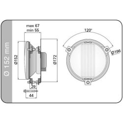 Tgelygteindsats H3,  152 mm